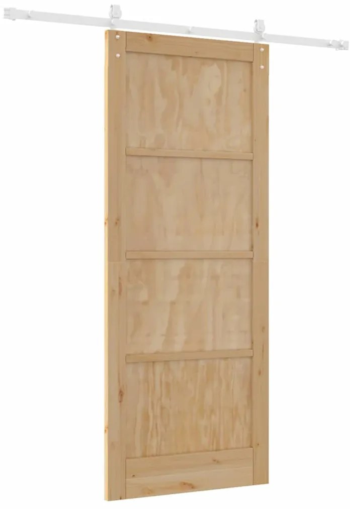 vidaXL Συρόμενη Πόρτα Φυσικό και λευκό 86 x 211 cm