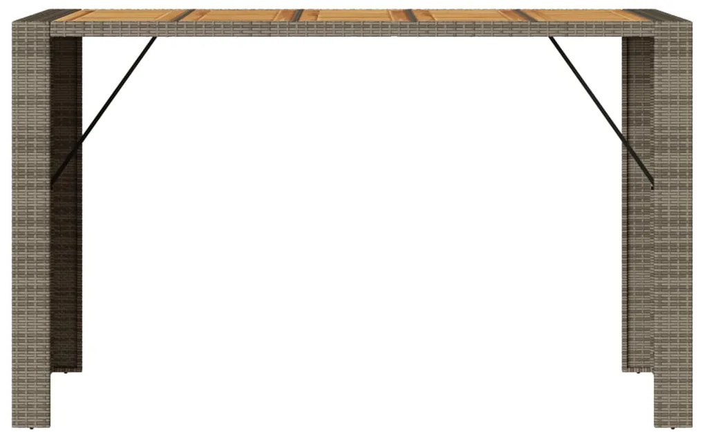 vidaXL Τραπέζι Μπαρ Κήπου Επιφ. Ακακίας Γκρι 185x80x110εκ. Συνθ. Ρατάν