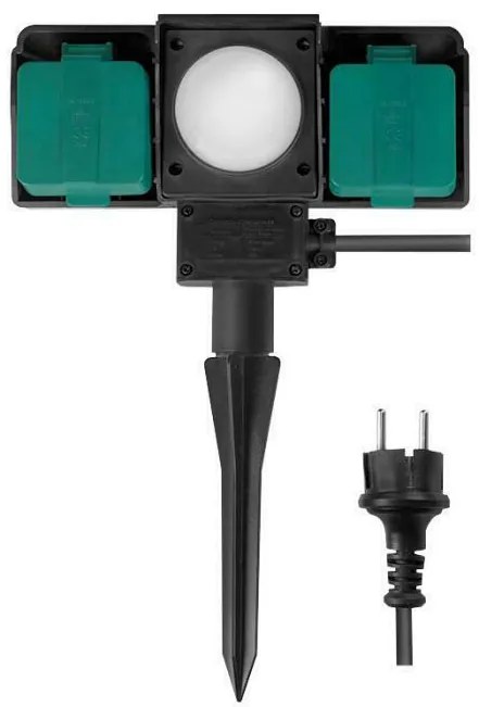 LogiLink Διπλή Επιδαπέδια Πρίζα Ρεύματος Κήπου Στεγανή με Καπάκι Μαύρη