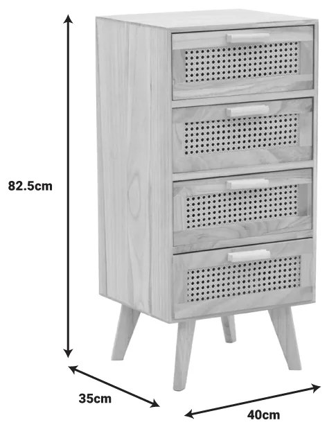 Συρταριέρα Othello pakoworld ξύλο σε φυσική απόχρωση 40x35x82.5εκ