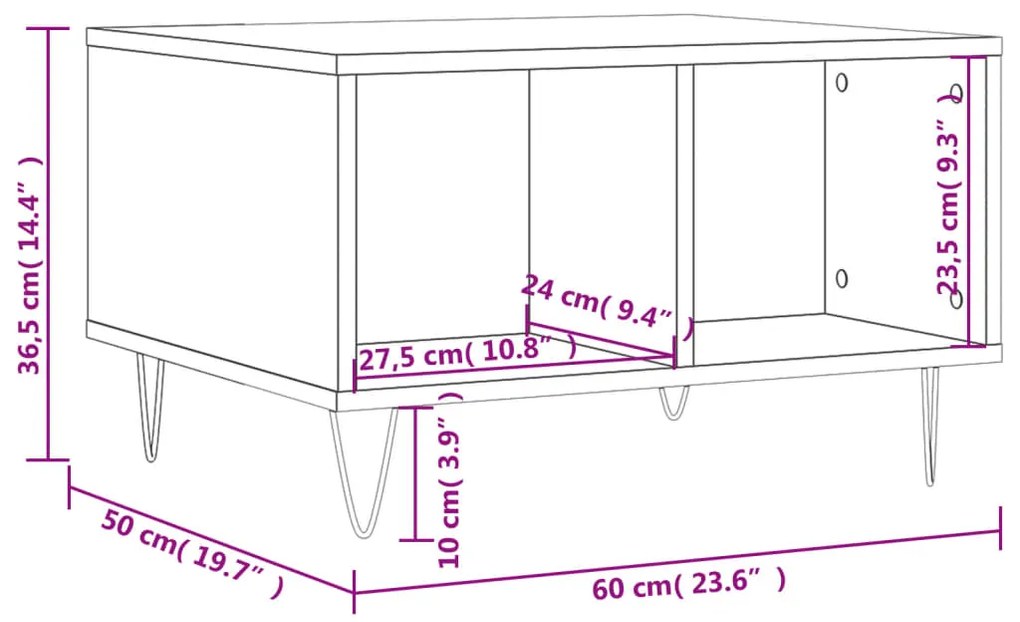 Τραπεζάκι Σαλονιού Γκρι Σκυρ. 60x50x36,5 εκ. Επεξεργ. Ξύλο - Γκρι