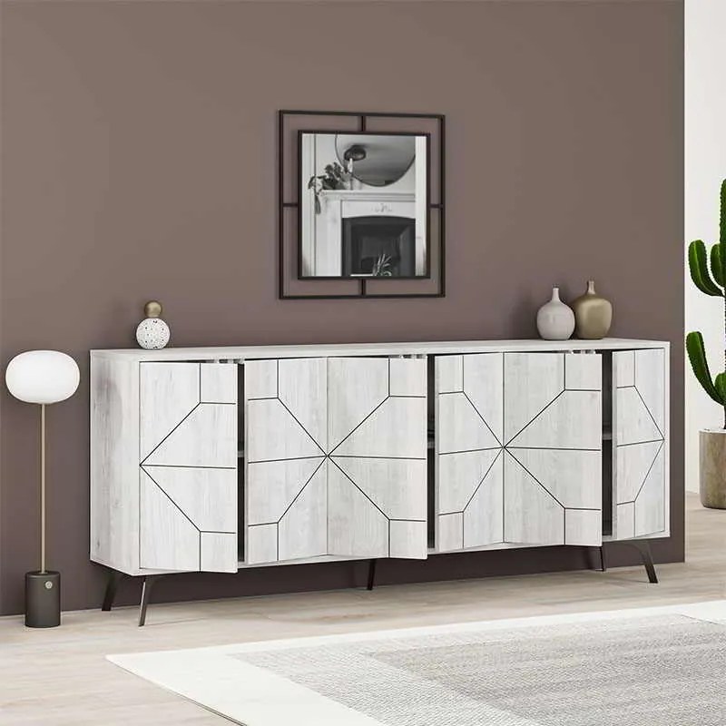 Μπουφές μελαμίνης Dune Megapap χρώμα λευκό αντικέ 184x35x77,4εκ.