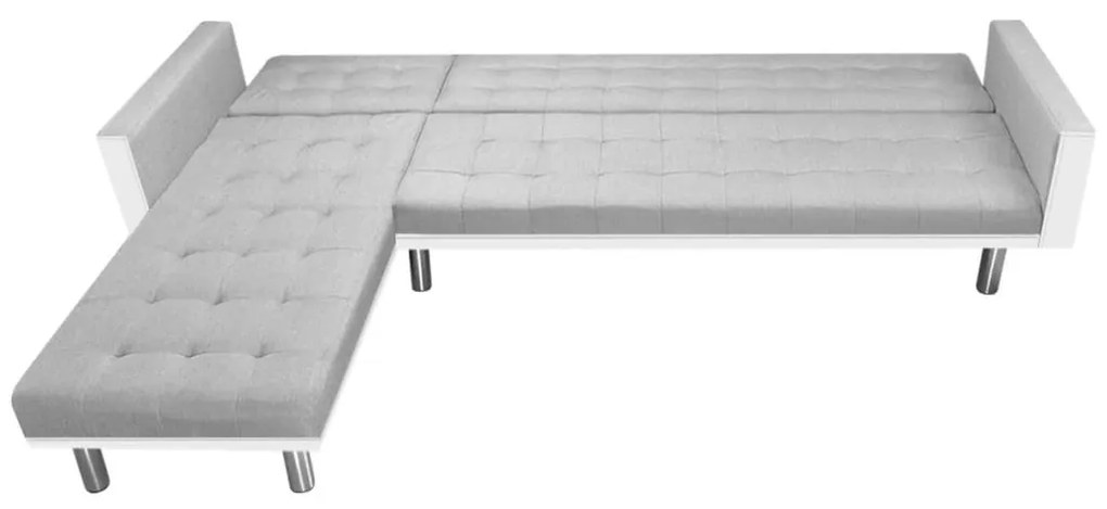 vidaXL Καναπές-Κρεβάτι Γωνιακός Λευκός/Γκρι 218x155x69 εκ. Υφασμάτινος