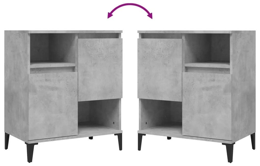 vidaXL Ντουλάπια 3 τεμ. Γκρι Σκυροδέματος 60x35x70 εκ. Επεξεργ. Ξύλο