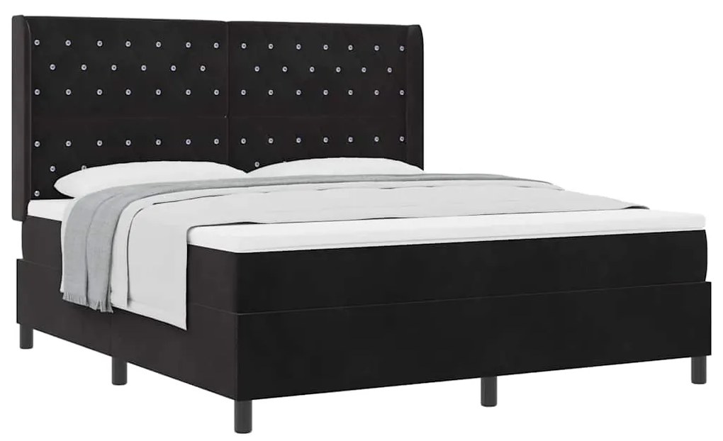 vidaXL Κρεβάτι με ελατήρια με κεφαλάρι Μαύρο 180 x 200 cm Βελούδο