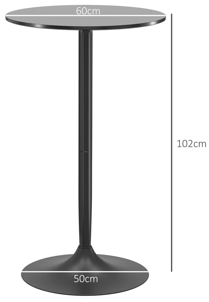 HOMCOM Τραπέζι Μπαρ, Τραπέζι Όρθιο, Τραπέζι για 2 άτομα, 60 x 60 x 102 cm, Μαύρο