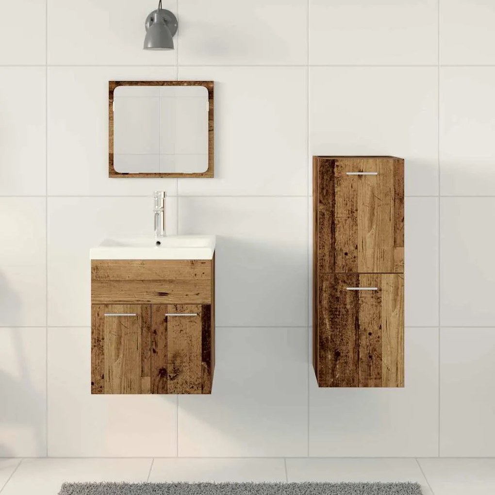 vidaXL Σειρά επίπλων μπάνιου 3 pcs Παλιό Ξύλο 41 x 38.5 x 46 cm