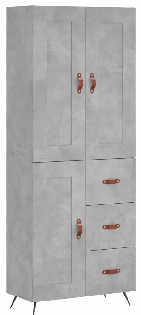 vidaXL Ντουλάπι Γκρι Σκυροδέματος 69,5x34x180 εκ. Επεξεργασμένο Ξύλο