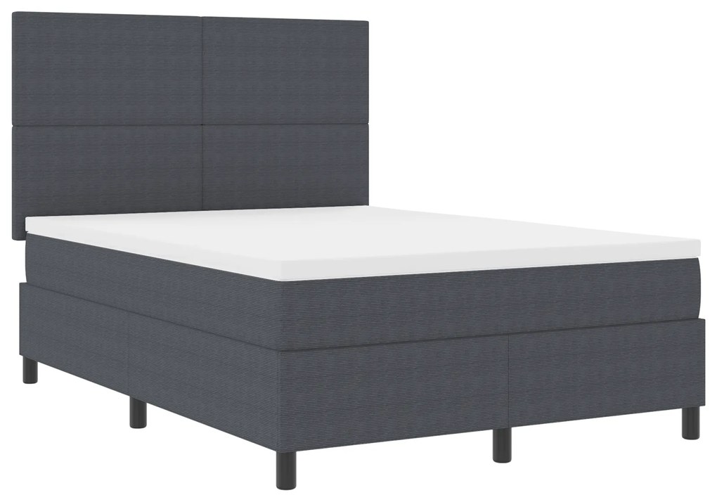 vidaXL Κρεβάτι Box Spring με Στρώμα Σκούρο Γκρι 160x200 εκ Βελούδινο Ύφασμα