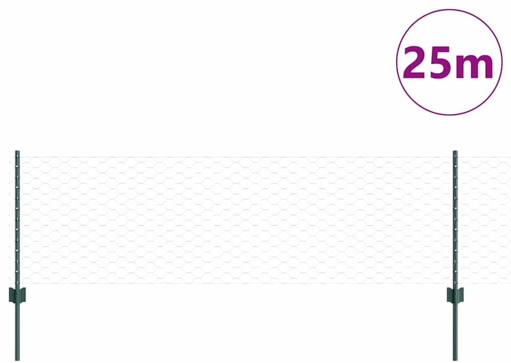 vidaXL Στήλες Φράγματος 11 τμχ U-Channel Πράσινες 60 εκ Σίδερο