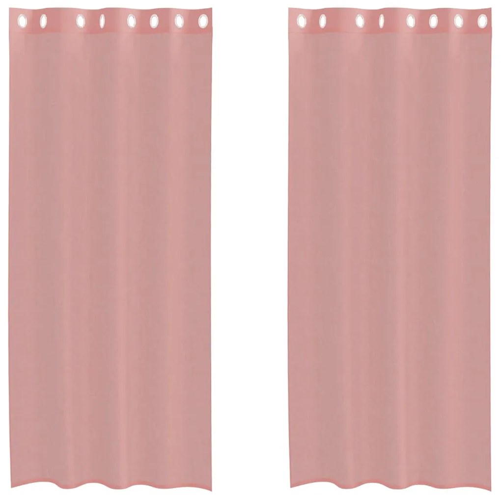 vidaXL Κουρτίνες Voile με ροδέλες 2 τεμάχια Ροζ 140x225 εκ.