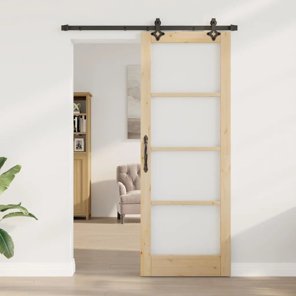 vidaXL Σετ Συρόμενης Πόρτας με Σετ Εξαρτημάτων 78x211 cm Ξύλο Πεύκου