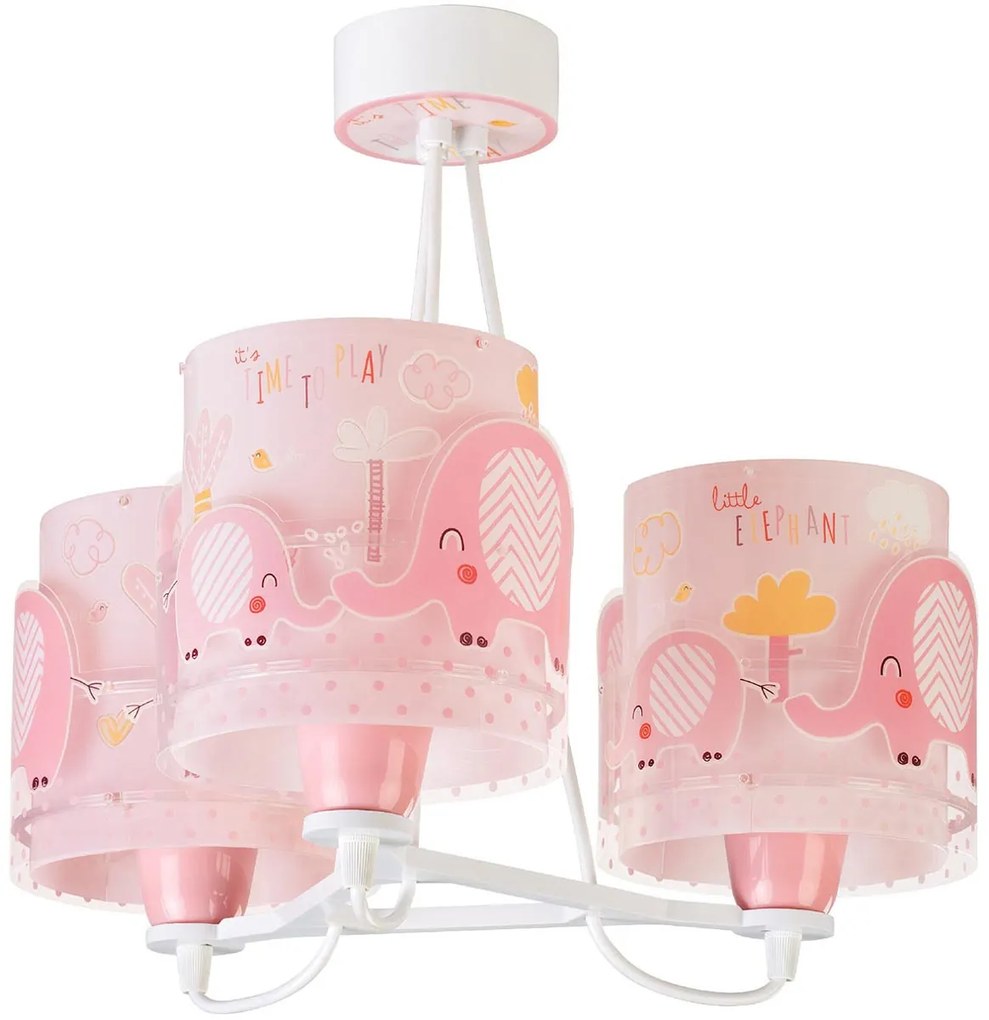 Παιδικό Φωτιστικό Οροφής Τρίφωτο Ango Little Elephant Pink 61337 S