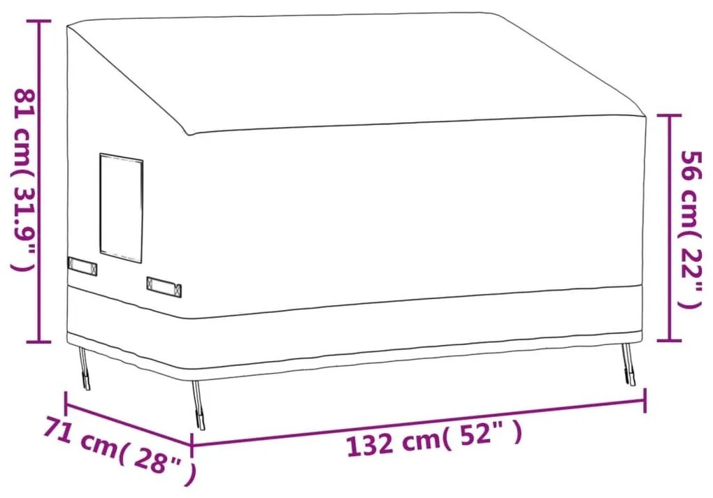 Κάλυμμα Διθέσιος Πάγκου Μπεζ 132x71x56/81εκ Ύφασμα Oxford 600D - Μπεζ