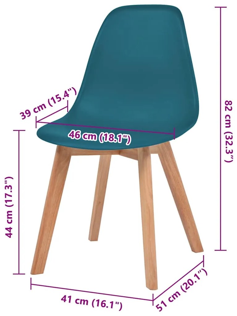 vidaXL Καρέκλες Τραπεζαρίας 6 τεμ. Τιρκουάζ Πλαστικές