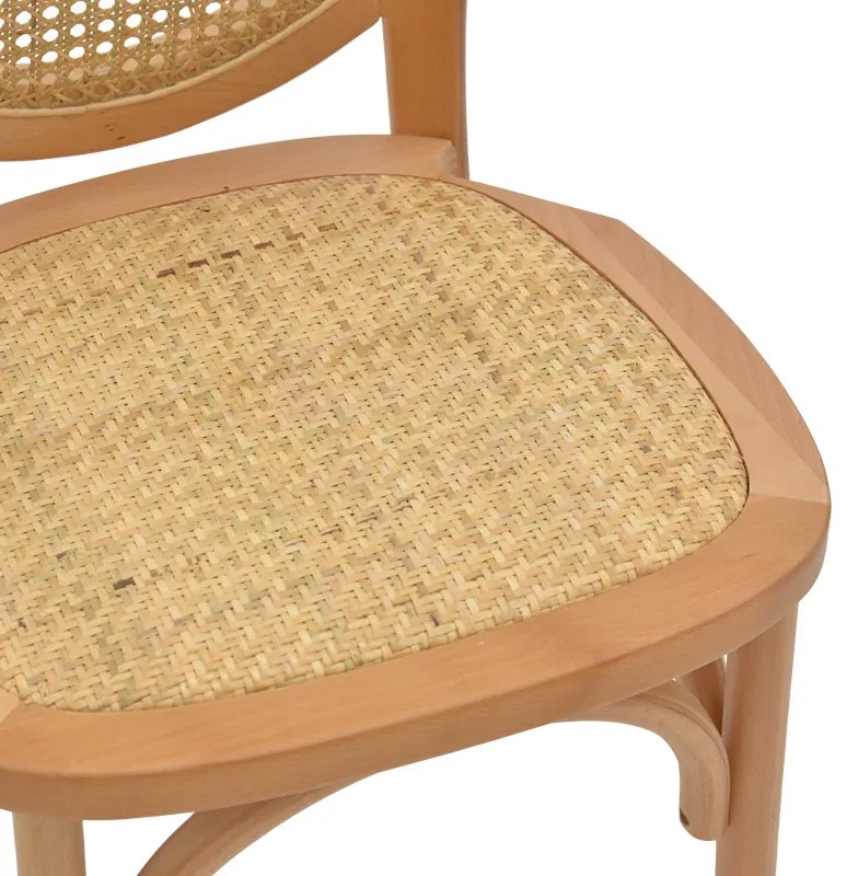 Καρέκλα Camil pakoworld φυσικό ξύλο οξιάς-φυσικό rattan 45x50x94εκ - 263-000030