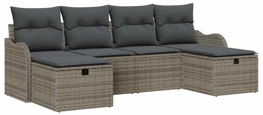 vidaXL Σετ Καναπέ Κήπου 6 pcs Γκρι 231 x 117 x 85 εκ Πολυ ράταν