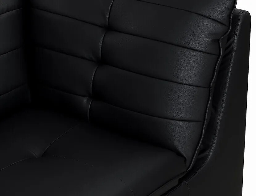 Πολυμορφική πολυθρόνα Riverton L103, Μαύρο, 84x94x94cm, Οικολογικό δέρμα, Πόδια: Πλαστική ύλη