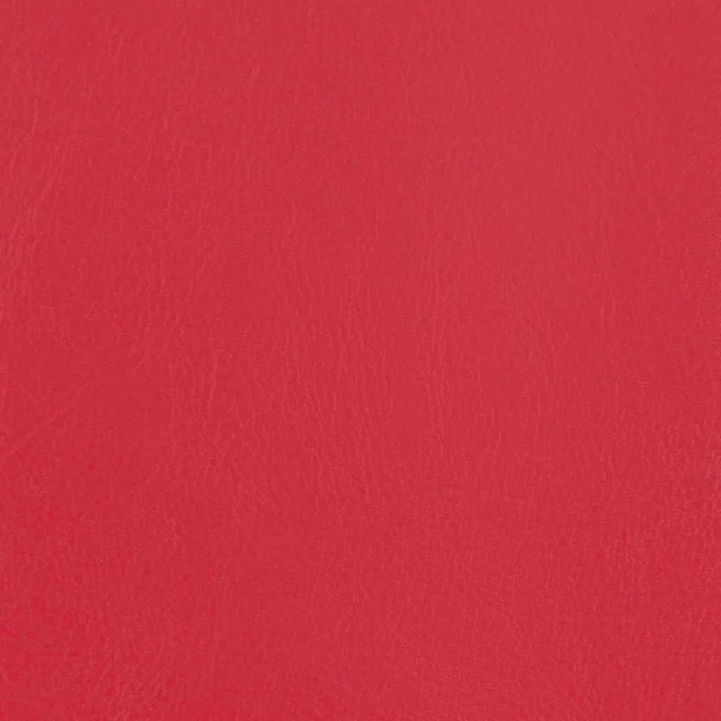 Πολυθρόνα Μπάρελ με Υποπόδιο Κόκκινη από Συνθετικό Δέρμα - Κόκκινο