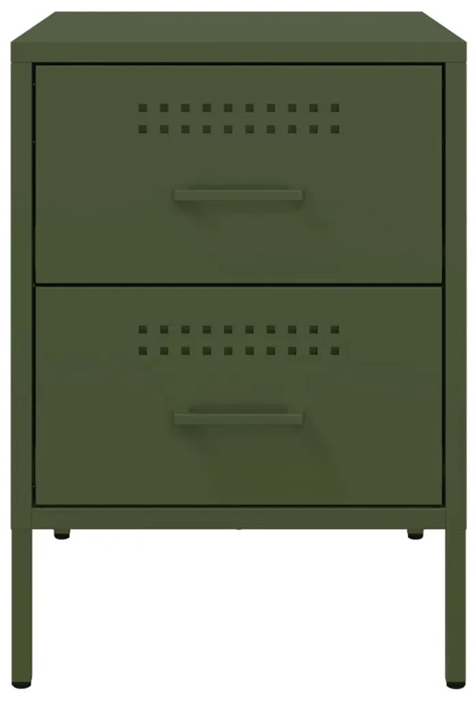 vidaXL Κομοδίνο Πράσινο Λαδί 36x39x50,5 εκ. από Χάλυβα