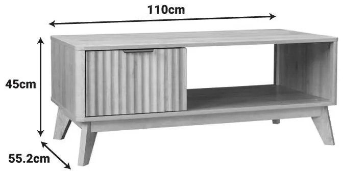 Τραπέζι σαλονιού Hamea pakoworld mdf σε φυσική απόχρωση 110x55,2x45εκ