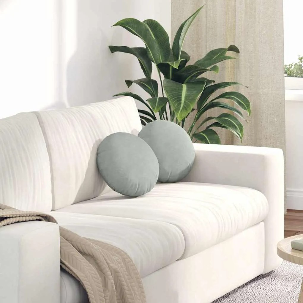 Μαξιλάρια καθισμάτων 2 pcs Ανοιχτό γκρι Ø 40 x 13 εκ. Βελούδο