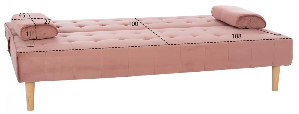 Καναπές - Κρεβάτι Wanda Βελούδο Σάπιο Μήλο 188x83x83Y εκ. 188x83x83 εκ.