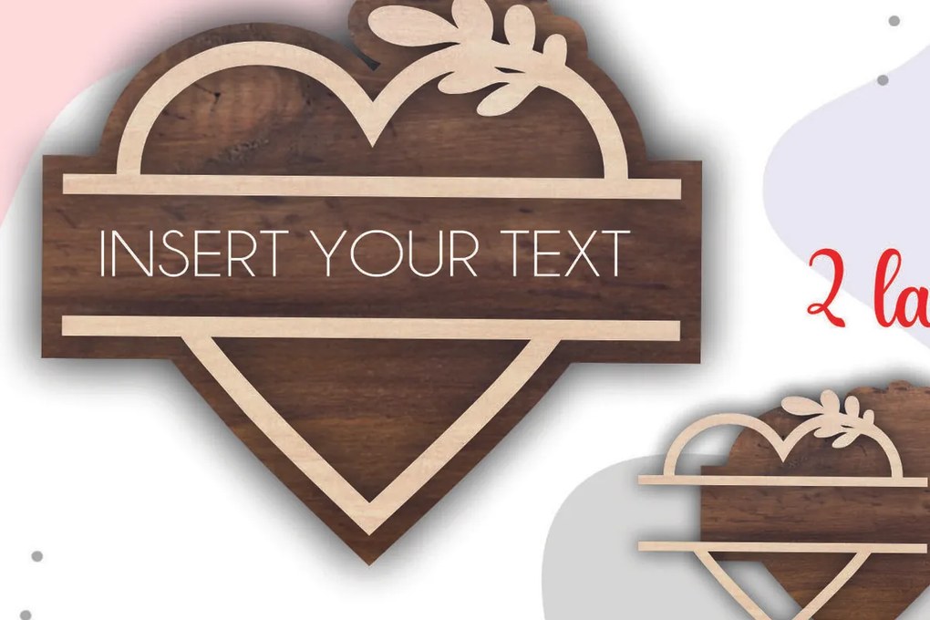 Intra απο ξύλο plywood 3mm-4mm πάχος – Valentine Heart Split Frame Δίασταση  45x45 cm INTRAFABR-57010263