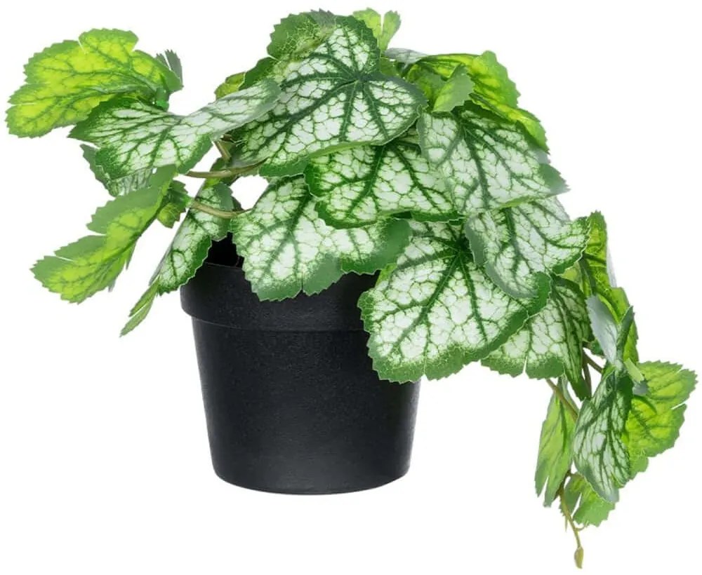 Τεχνητό Φυτό Begonia 20947 Φ23x16cm White-Green GloboStar Πολυαιθυλένιο,Ύφασμα