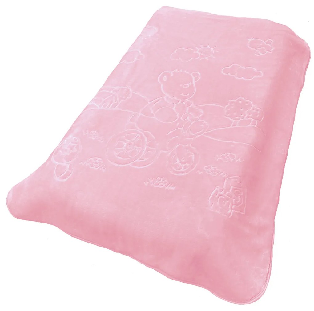 Κουβέρτα Βελουτέ Κούνιας (110x140) Dimcol Bicycle Bear 17 Baby Pink
