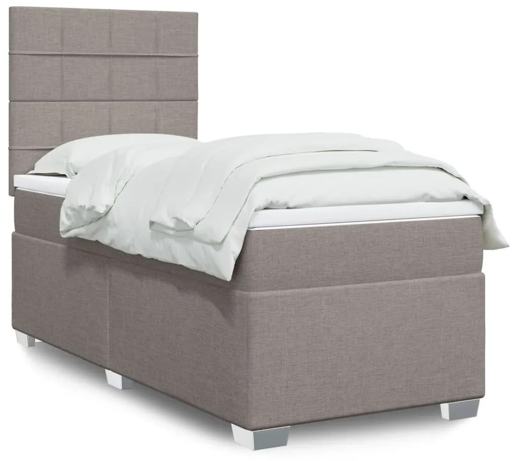 Κρεβάτι Boxspring με Στρώμα Taupe 100 x 200 εκ. Υφασμάτινο