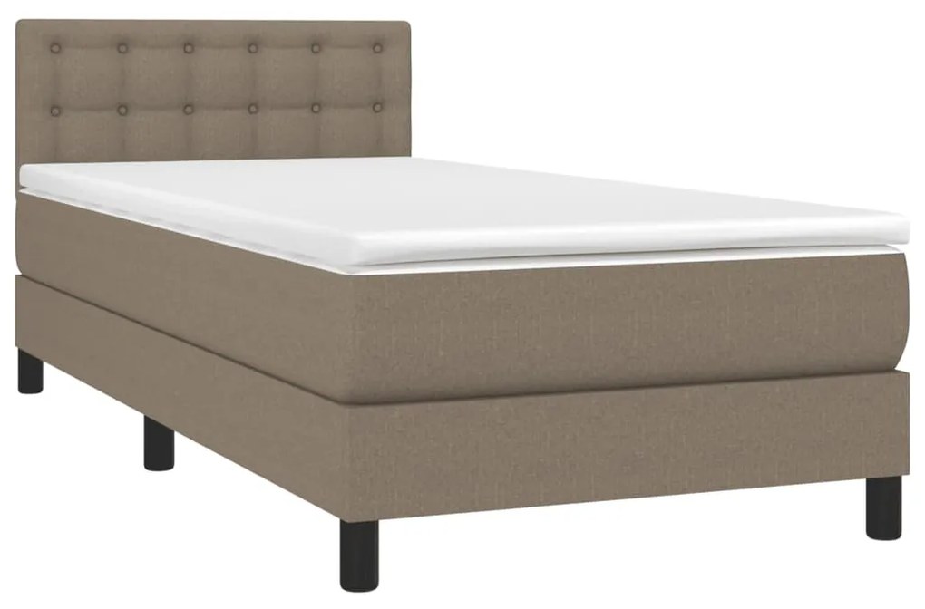 ΚΡΕΒΑΤΙ BOXSPRING ΜΕ ΣΤΡΩΜΑ &amp; LED TAUPE 80X200 ΕΚ. ΥΦΑΣΜΑΤΙΝΟ 3133433