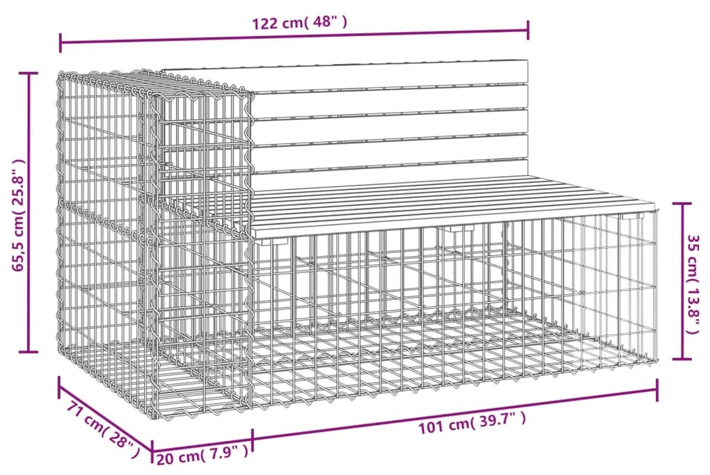 Παγκάκι Συρματοκιβώτιο 122x71x65,5 εκ. Μασίφ Ξύλο Ψευδοτσούγκας - Καφέ