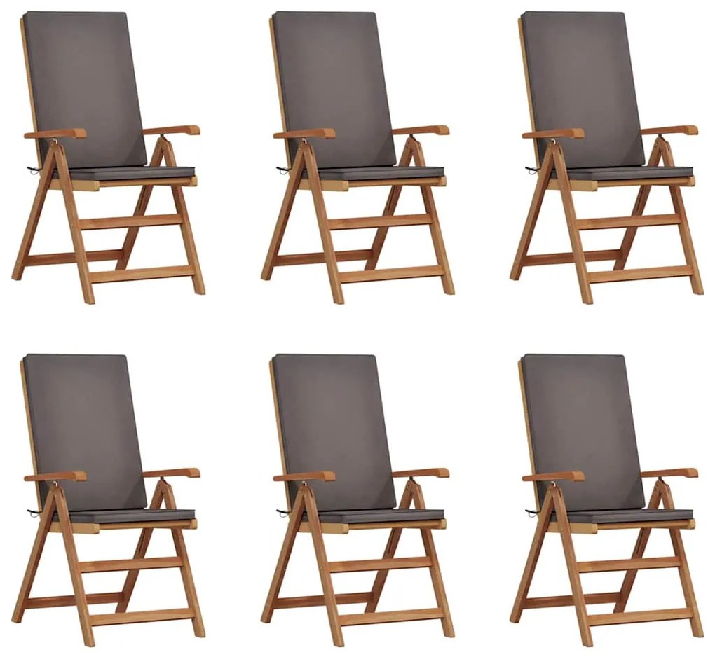 vidaXL Καρέκλα Κήπου 6 pcs Καφέ 57 x 71.5 x 104εκ Μασίφ ξύλο teak