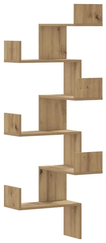 vidaXL Γωνιακή Ραφιέρα Τοίχου Αρτισιανή Δρυς 45x45x147 Επεξ. Ξύλο