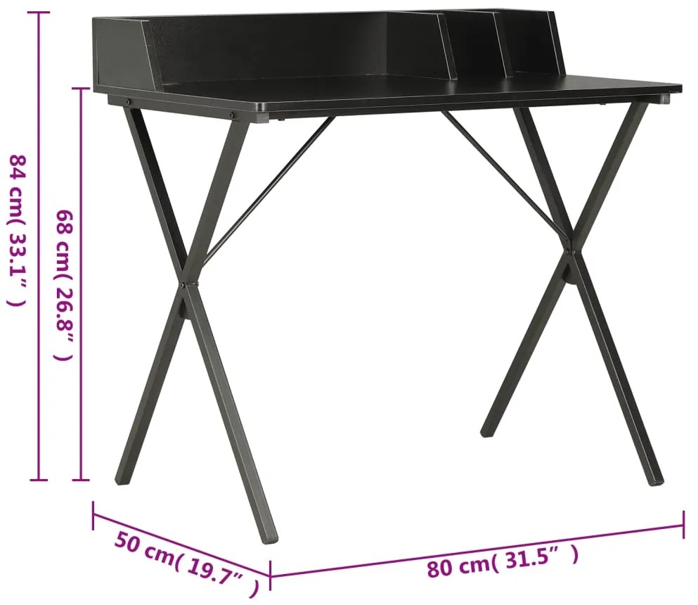 vidaXL Γραφείο Μαύρο 80 x 50 x 84 εκ.