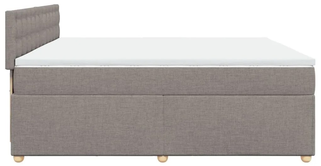 Κρεβάτι Boxspring με Στρώμα Taupe 200x200 εκ. Υφασμάτινο - Μπεζ-Γκρι