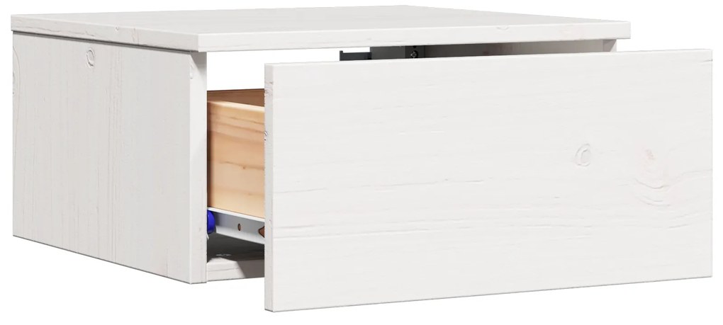 vidaXL Κομοδίνο με συρτάρι Λευκό 37 x 35 x 18.5 εκ Μασίφ ξύλο πεύκου