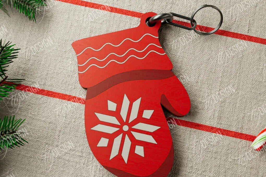 Σετ των 3 Intra απο ξύλο plywood 3mm-4mm πάχος Χριστουγεννιάτικο Μπρελόκ | Ιδέα δώρου | CNC Δίασταση 6x6 cm INTRAFABR-106460504