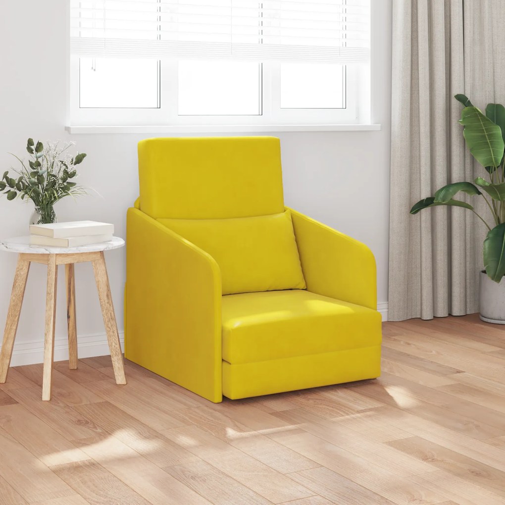 vidaXL Καναπές Κρεβάτι 2 σε 1 Κίτρινος 65x80x83 εκ. Βελούδο