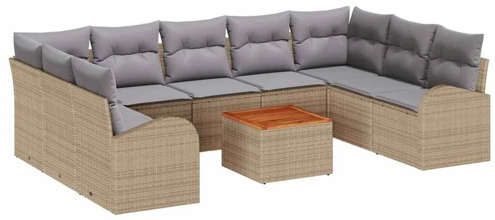 vidaXL Σετ Καναπέ Κήπου 10 pcs μπεζ και ανοιχτό γκρι