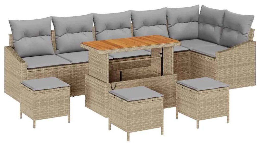 vidaXL Σετ Καναπέ Κήπου 10 pcs Μπεζ, Ανοιχτό Γκρι 110 x 55 x 71 εκ