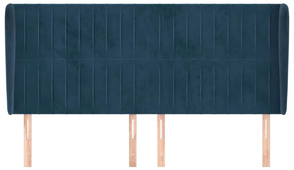 Κεφαλάρι με Πτερύγια Σκούρο Μπλε 163x23x118/128 εκ. Βελούδινο - Μπλε