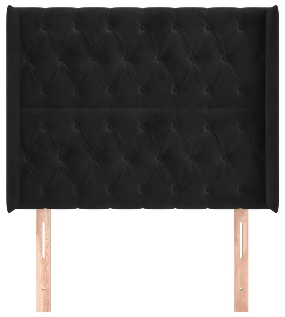 Κεφαλάρι με Πτερύγια Μαύρο 93x16x118/128 εκ. Βελούδινο - Μαύρο