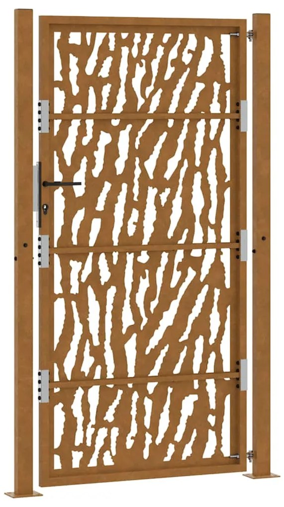 Πύλη κήπου 105x180 cm από διαβρωμένο χάλυβα με σχέδιο ίχνος - Καφέ