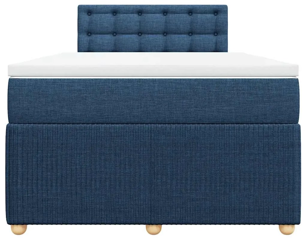 vidaXL Κρεβάτι Boxspring με Στρώμα Μπλε 120x190 εκ. Υφασμάτινο