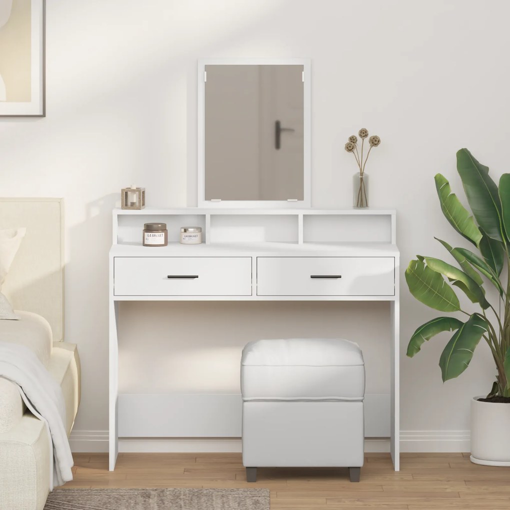 vidaXL Τραπεζάκι Μακιγιάζ με Συρτάρια Λευκό 100x41x140 εκ.