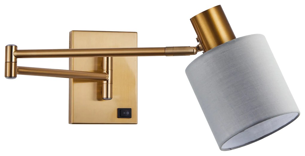 SE21-GM-52-SH3 ADEPT WALL LAMP Gold Matt Wall lamp with Switcher and Grey Shade+ HOMELIGHTING 77-8365