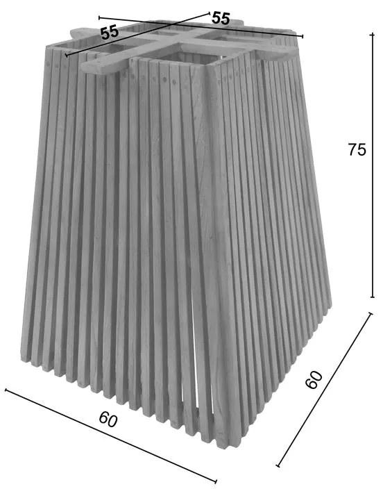 Βάση Τραπεζιού Darius mindi ξύλο σε φυσική απόχρωση 60x60x75εκ 60x60x75 εκ.