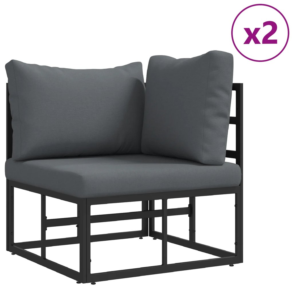 vidaXL Σετ Καναπέ Κήπου 8 pcs Μαύρο 70 x 70 x 32 εκ Αλουμίνιο